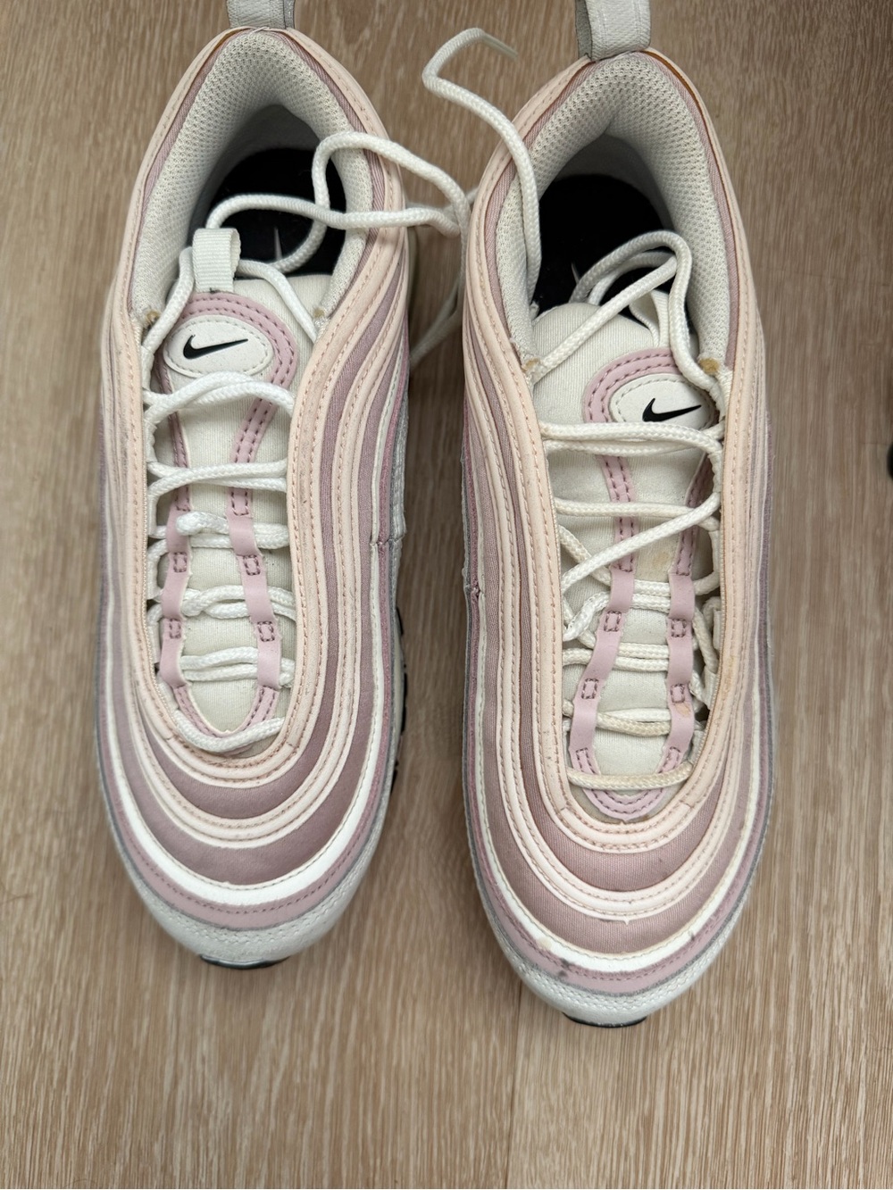 Nike Pink and White Wave-Panel Sneakers